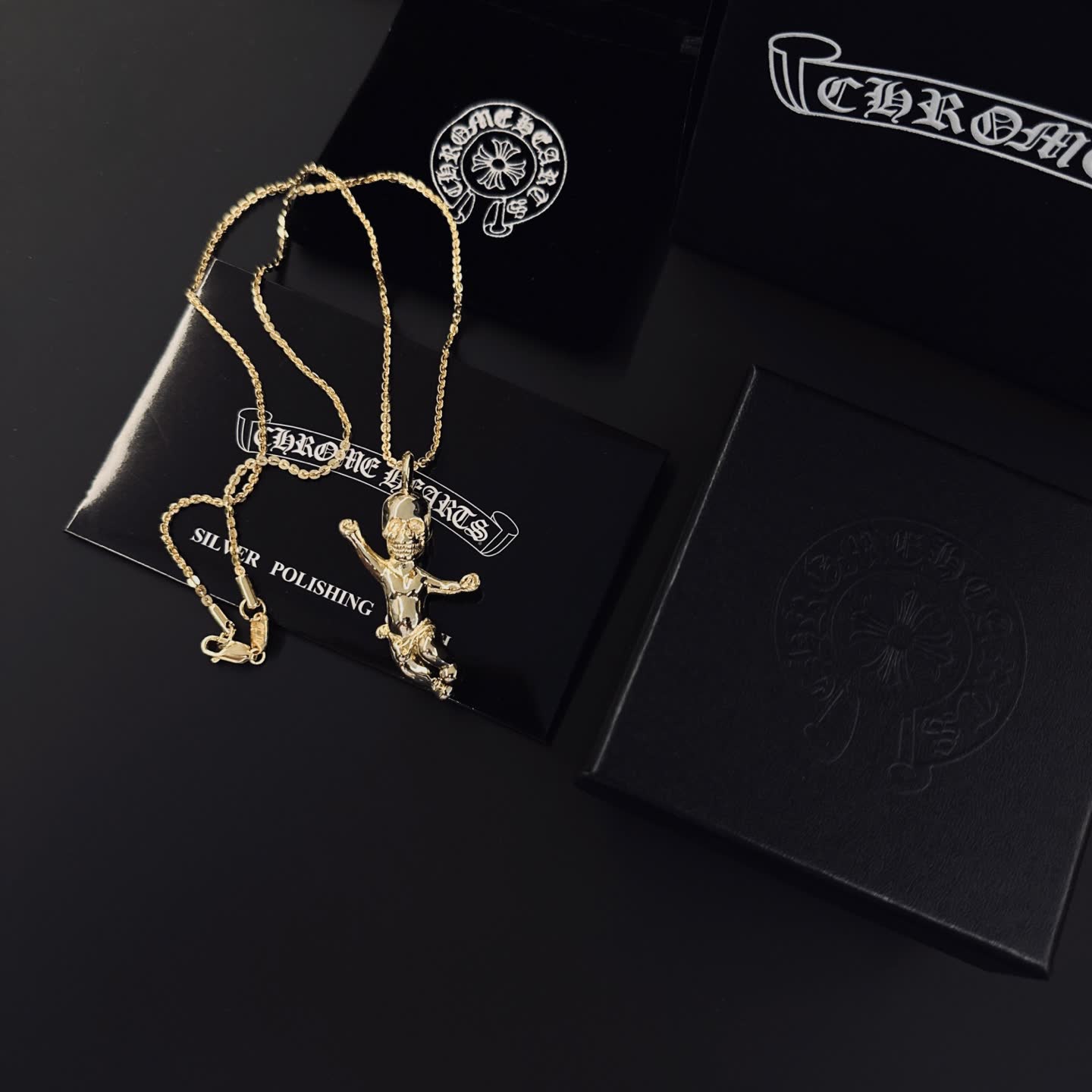 Chrome Hearts Gold Plated Pendant Necklace